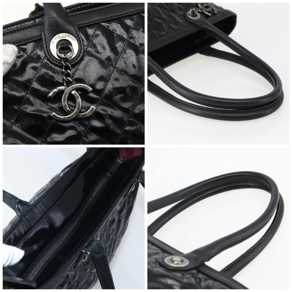 CHANEL Tote Bag Coated Canvas Black Silver CC Auth bs29643 - Picture 14 of 16